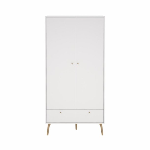 Esbjerg garderobeskab 100 cm bred, 2 lger og 2 skuffer i hvid