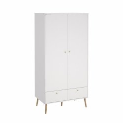 Esbjerg garderobeskab 100 cm bred, 2 lger og 2 skuffer i hvid
