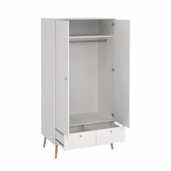 Esbjerg garderobeskab 100 cm bred, 2 lger og 2 skuffer i hvid