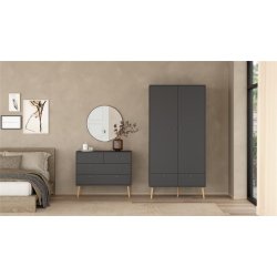  Esbjerg garderobeskab 100 cm bred, 2 lger og 2 skuffer i mat sort