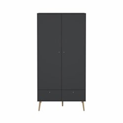  Esbjerg garderobeskab 100 cm bred, 2 lger og 2 skuffer i mat sort