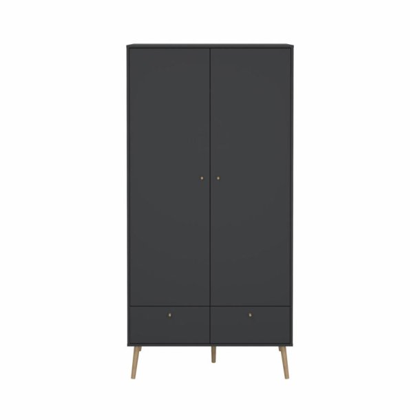  Esbjerg garderobeskab 100 cm bred, 2 lger og 2 skuffer i mat sort