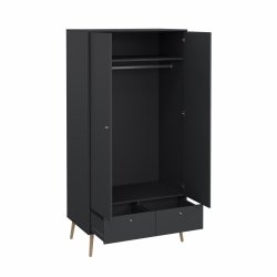  Esbjerg garderobeskab 100 cm bred, 2 lger og 2 skuffer i mat sort