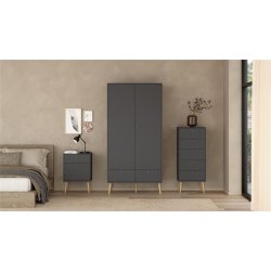 Esbjerg natbord 50x39 cm med 1 lge og 1 skuffe i mat sort