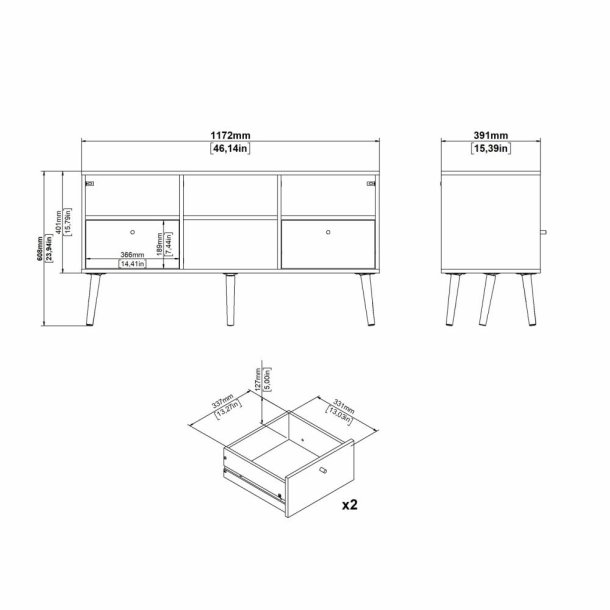 Esbjerg TV-bord 120 cm bred i hvid