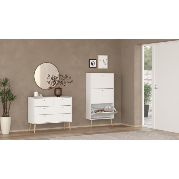 Esbjerg skoskab med 3 klaplger i hvid