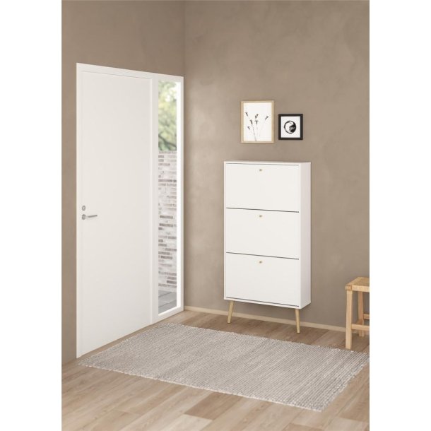 Esbjerg skoskab med 3 klaplger i hvid