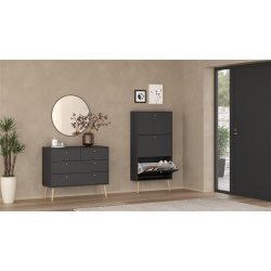 Esbjerg skoskab med 3 klaplger i mat sort