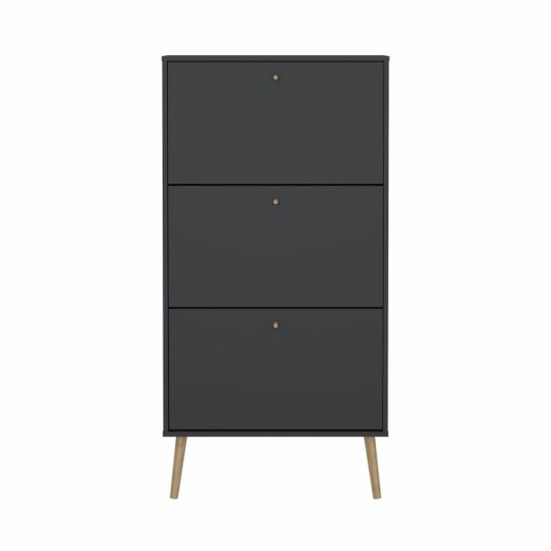 Esbjerg skoskab med 3 klaplger i mat sort