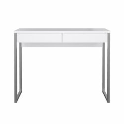Prestige hvidt skrivebord 100 x 40 cm med 2 skuffer og metalstel