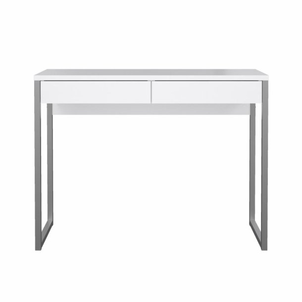 Prestige hvidt skrivebord 100 x 40 cm med 2 skuffer og metalstel