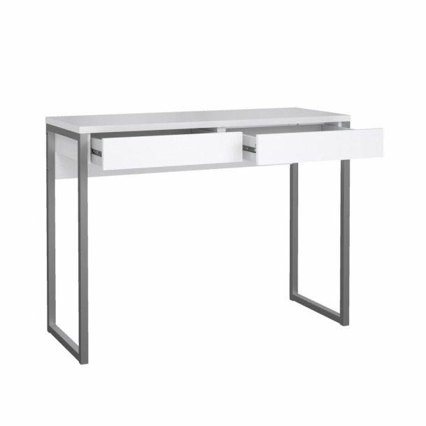 Prestige hvidt skrivebord 100 x 40 cm med 2 skuffer og metalstel