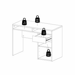 Prestige skrivebord 110 x 48 cm med 1 lge og 1 skuffe i mat sort