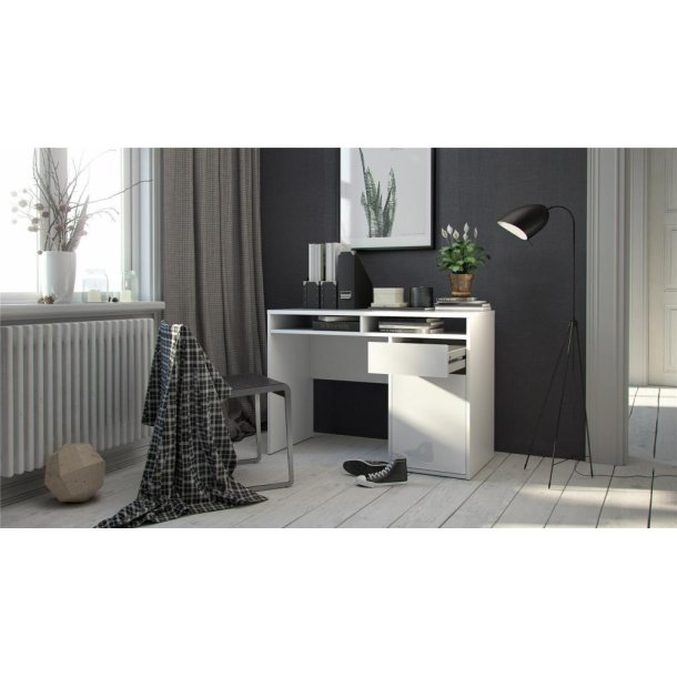 Prestige skrivebord 110 x 48 cm med 1 lge og 1 skuffe i hvid