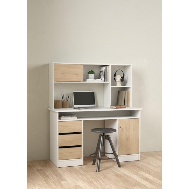 Prestige skrivebord 126 x 55 cm med 1 lge og 3 skuffer i hvid