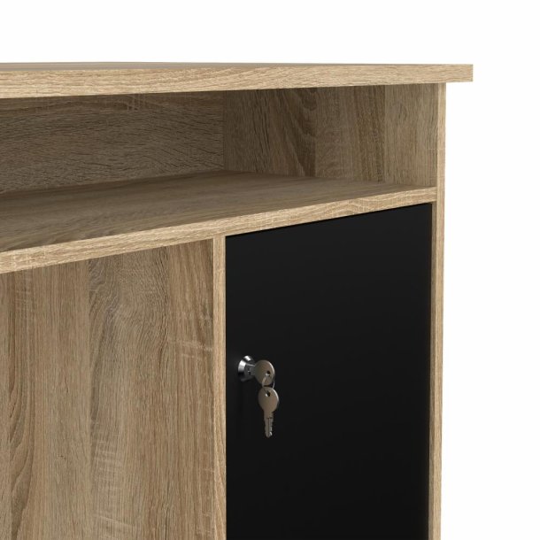 Prestige skrivebord 126 x 55 cm med 1 lge og 3 skuffer egelook med sort