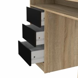 Prestige skrivebord 126 x 55 cm med 1 lge og 3 skuffer egelook med sort