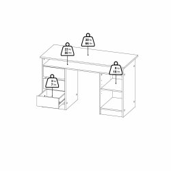 Prestige skrivebord 126 x 55 cm med 1 lge og 3 skuffer egelook med sort