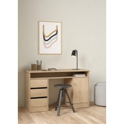 Prestige skrivebord 126 x 55 cm med 1 lge og 3 skuffer i egelook
