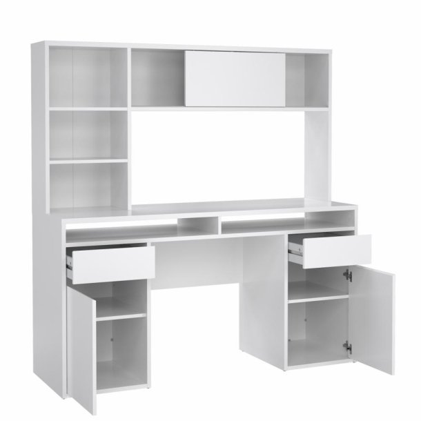 Prestige skrivebord med reol 150 cm i hvid