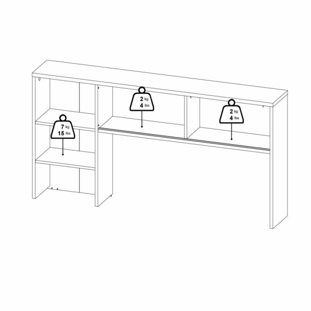 Prestige skrivebord med reol 150 cm i hvid