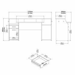 Prestige computerbord 170 cm i sort 