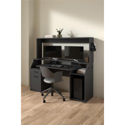 Prestige computerbord 170 cm bred med reol i sort 