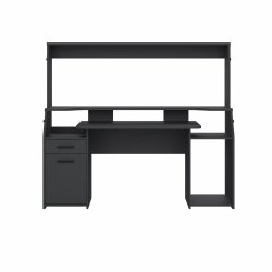 Prestige computerbord 170 cm bred med reol i sort 