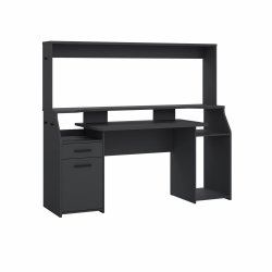 Prestige computerbord 170 cm bred med reol i sort 