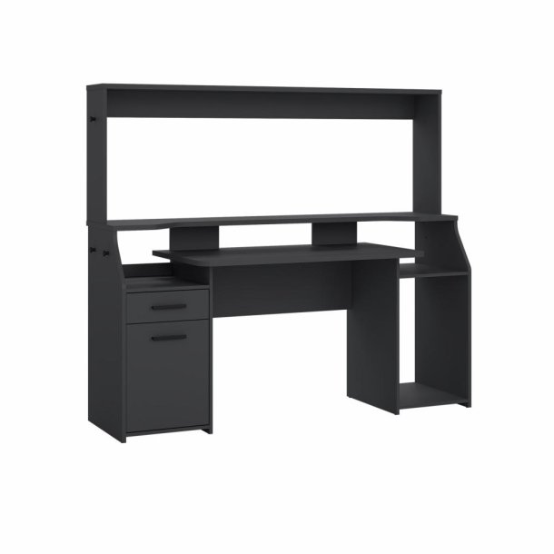 Prestige computerbord 170 cm bred med reol i sort 