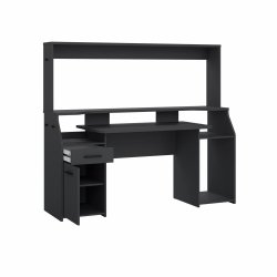 Prestige computerbord 170 cm bred med reol i sort 