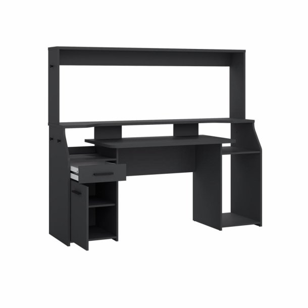 Prestige computerbord 170 cm bred med reol i sort 