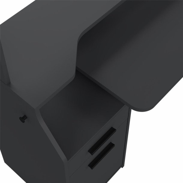 Prestige computerbord 170 cm bred med reol i sort 