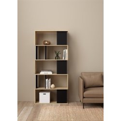 Puzzle bogreol 80 x 174 cm i egelook/sort