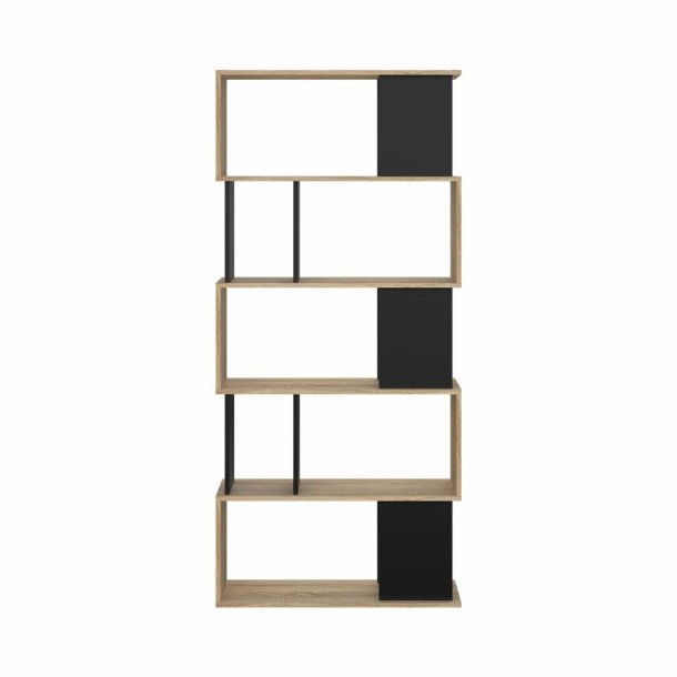 Puzzle bogreol 80 x 174 cm i egelook/sort