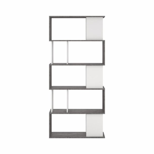 Puzzle bogreol 80 x 174 cm i beton/hvid