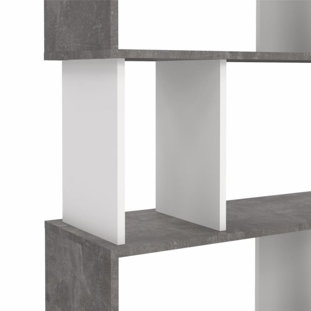 Puzzle bogreol 80 x 174 cm i beton/hvid