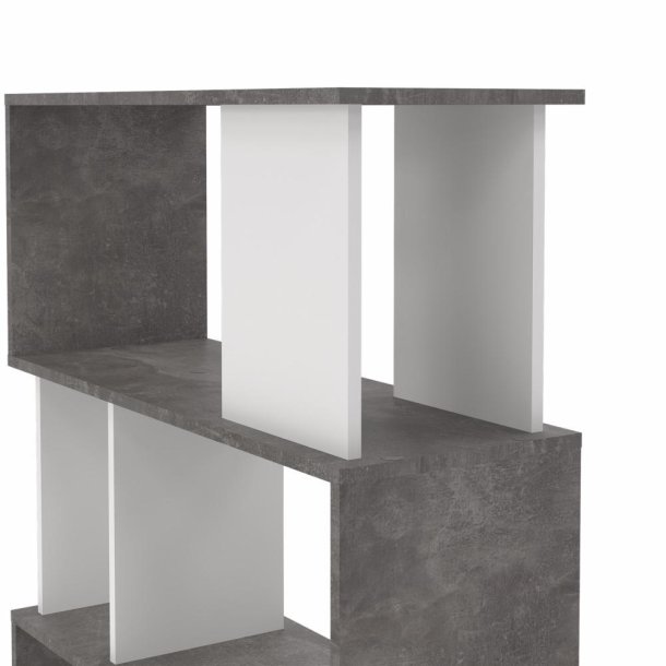 Puzzle bogreol 80 x 174 cm i beton/hvid