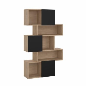 Puzzle bogreol 95 x 165 cm med 3 lger i egelook/sort