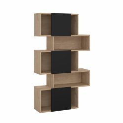 Puzzle bogreol 95 x 165 cm med 3 lger i egelook/sort