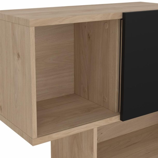 Puzzle bogreol 95 x 165 cm med 3 lger i egelook/sort