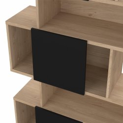 Puzzle bogreol 95 x 165 cm med 3 lger i egelook/sort