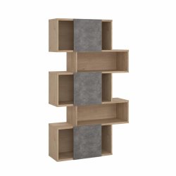 Puzzle bogreol 95 x 165 cm med 3 lger i egelook/beton