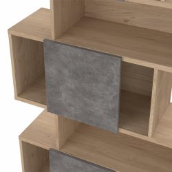 Puzzle bogreol 95 x 165 cm med 3 lger i egelook/beton