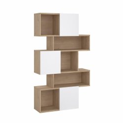 Puzzle bogreol 95 x 165 cm med 3 lger i egelook/hvid