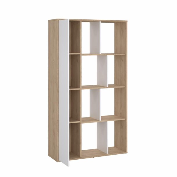 Puzzle bogreol 90 x 155 cm med 1 lge i egelook/hvid