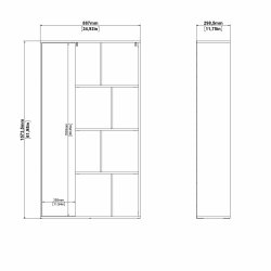Puzzle bogreol 90 x 155 cm med 1 lge i egelook/hvid