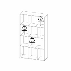 Puzzle bogreol 90 x 155 cm med 1 lge i egelook/hvid