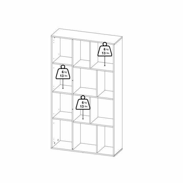 Puzzle bogreol 90 x 155 cm med 1 lge i egelook/hvid