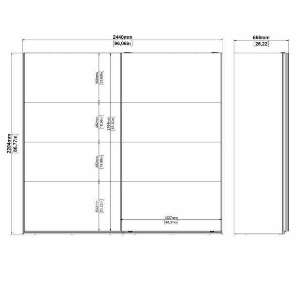 Smart 220x245 cm garderobeskab hvidt med 2 skydedre